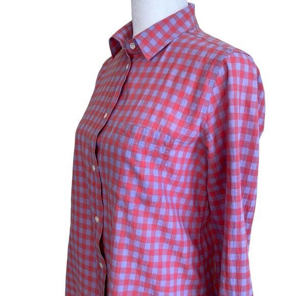 J. Crew Plaid Check Boy Shirt Red Purple Relaxed Fit Casual Cabincore Sz 0 - Picture 6 of 16